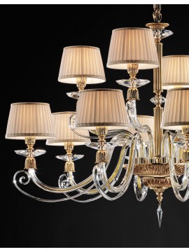 Classic brass and crystal chandelier with 12 lights luxury m056 swarovsky