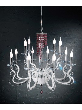 Modern red crystal chandelier with 12 lights luxury m064 swarovsky
