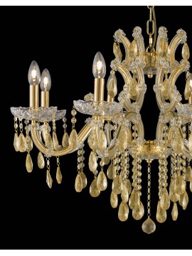 Lampadario classico in cristallo oro a 8 luci lusso m073 swarovsky