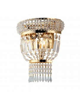 Classic gold wall sconce with crystals 1 light LGT Prague ap1