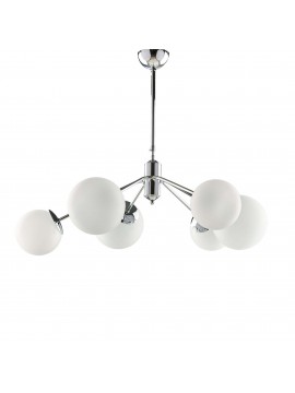 Modern chrome chandelier with white spheres 6 lights luxury lgt 065
