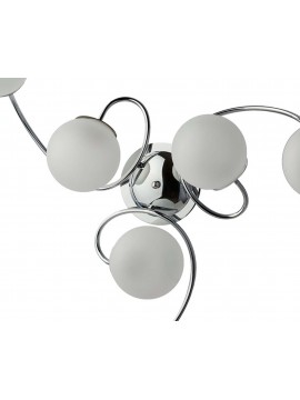 Modern chrome ceiling lamp with white spheres 6 lights luxury lgt 069