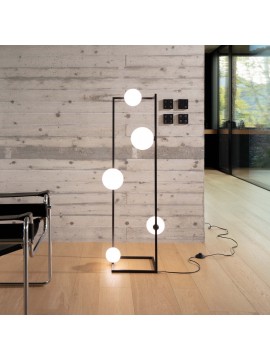 Modern minimal black floor lamp with white spheres with 5 lights DL1809