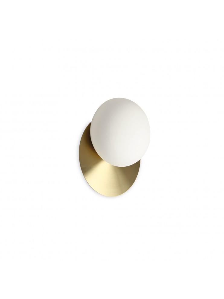 Modern contemporary gold wall light with 1 light DL1815 white sphere