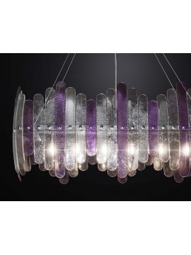 Lampadario moderno vetrofusione murano trasparente lilla 6 luci BGA 2112-82