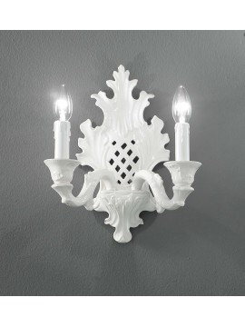 Applique classico lusso ceramica bassano bianco a 2 luci luxury r008