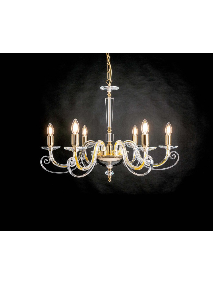Classic crystal chandelier with 6 lights Design Swarovsky coll. Lorenzo