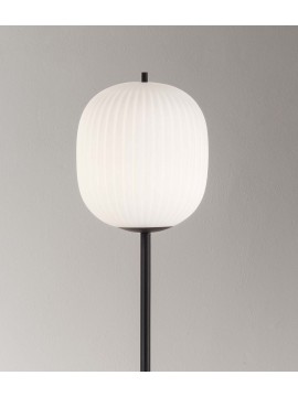 Floor lamp modern black 1 light white blown glass FB-0087