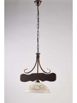 Rustic chandelier in wood and glass 1 light LGT Spello 002