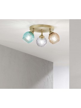 Ceiling light with adjustable brass and glass spotlights with 3 lights DP299
