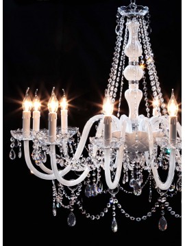 Classic chandelier in white and transparent crystal with 12 lights CL010