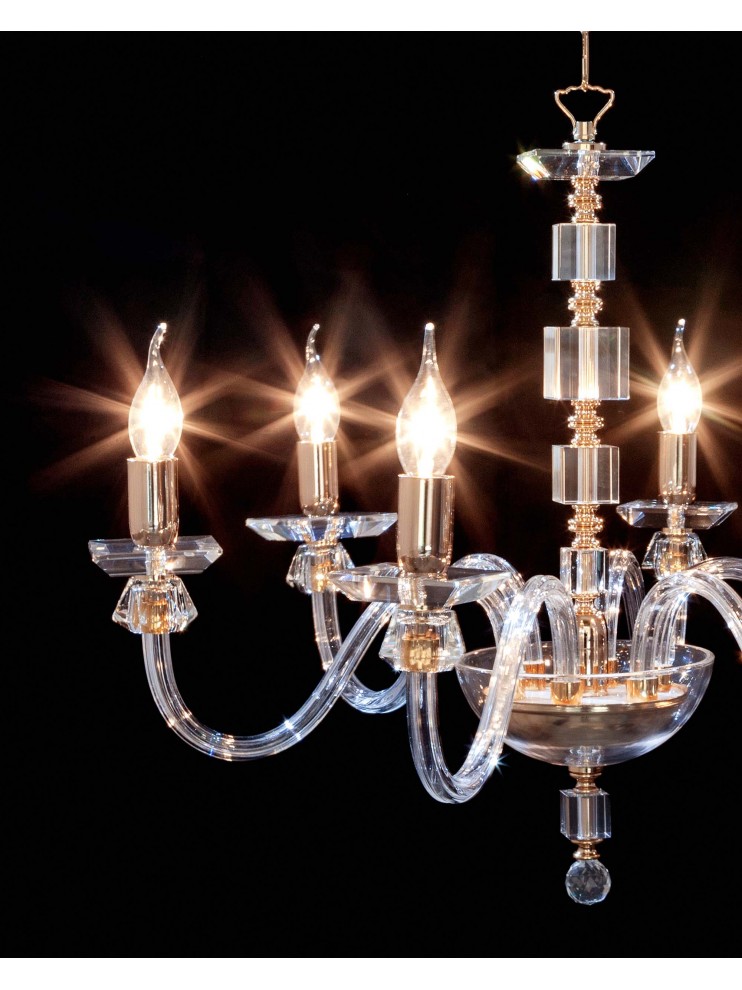 Classic chandelier in transparent gold crystal with 6 lights CL024