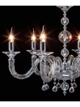 Classic chandelier in transparent chrome crystal with 6 lights CL066