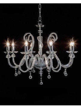 Contemporary chandelier in transparent chrome crystal with 8 lights CL067