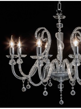 Contemporary chandelier in transparent chrome crystal with 8 lights CL067