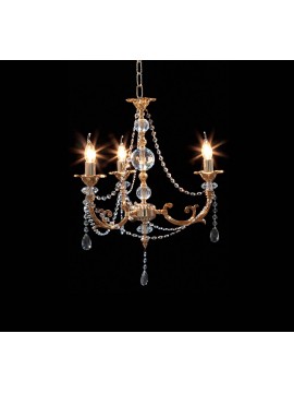 Classic chandelier in brass and French gold crystal with 3 lights CL124