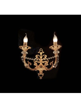 Classic wall light in brass and French gold crystal with 2 lights CL125