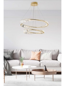 Modern LED chandelier 2 circles in luxury gold crystal LGT 096
