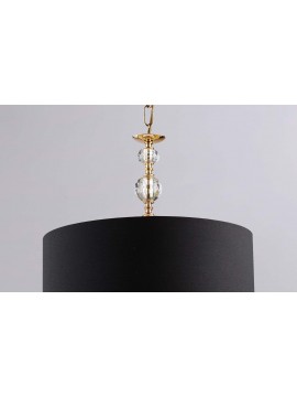 Classic chandelier with black lampshade and crystal 1 light luxury lgt 111
