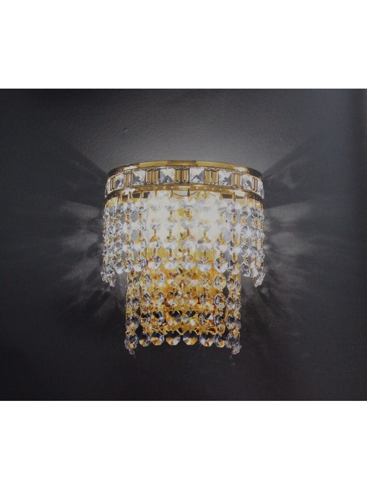 Applique in cristallo classico a 2 luci oro con pendenti Voltolina Amsterdam