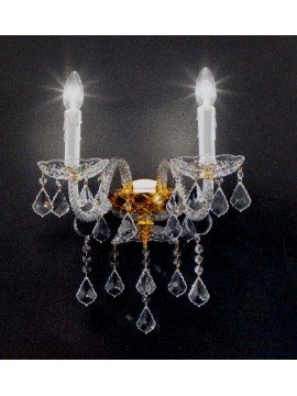 Classic crystal sconce 2 lights gold Voltolina Dream