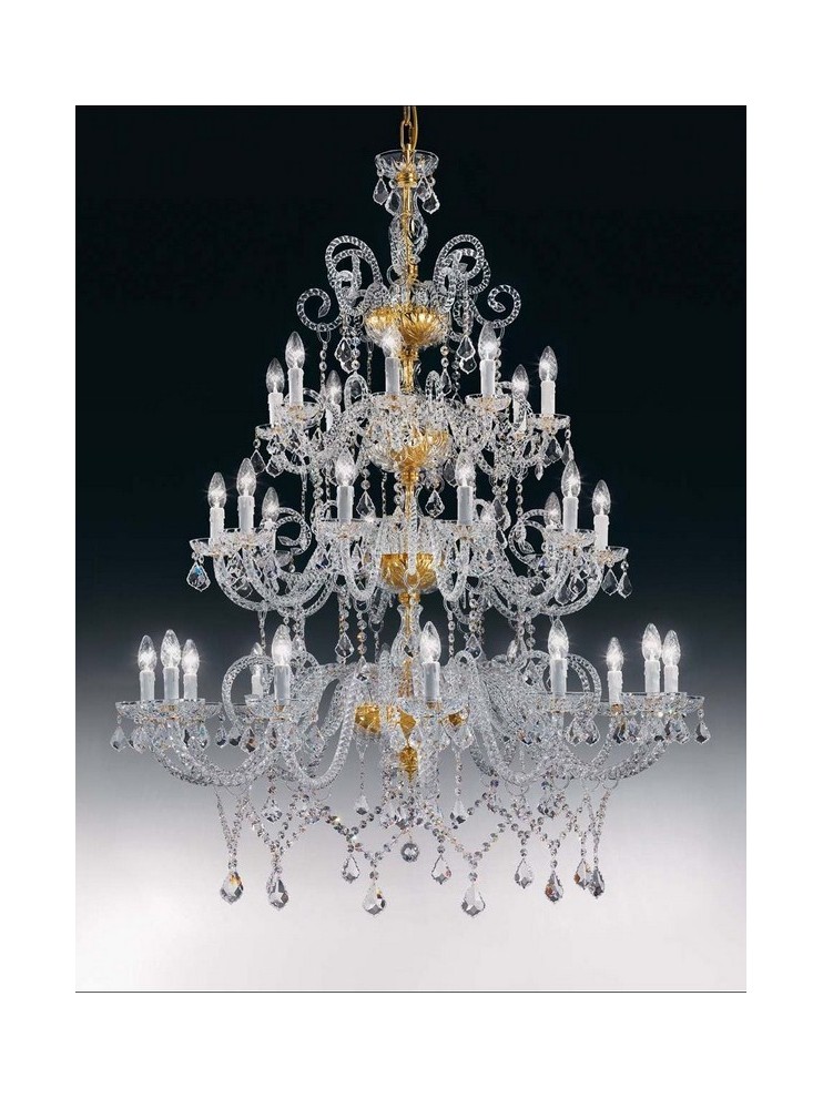 30 lights classic crystal chandelier with Voltolina Erika pendants