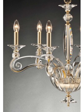 Chandelier in classic gold crystal 6 lights Design Swarovsky Vanessa