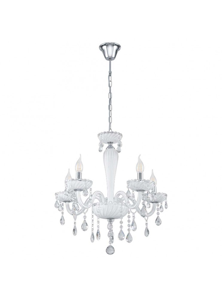 Modern white crystal chandelier 5 lights GLO 39113 Carpento