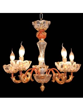 Lampadario classico in legno e cristallo 5 luci BGA 1529/05P