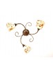 Rustic wrought iron ceiling light with ceramic 3 lights Sofia