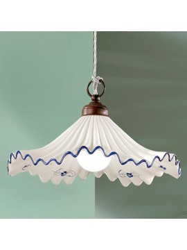 Rustic white-blue ceramic chandelier 1 light Anna-sgpeso