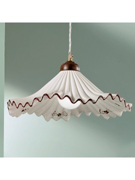 Rustic white-brown ceramic chandelier 1 light Anna-sg