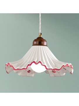 Rustic white-red ceramic chandelier 1 light Anna-sm