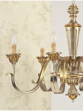 Classic chandelier in wood leaf silver- gold 8 lights Esse 750/8