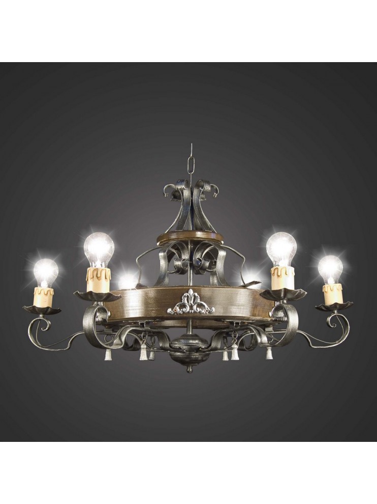 Rustic wrought iron chandelier 6 lights BGA 1167