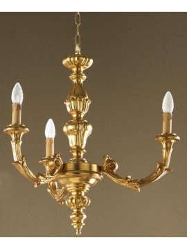 Classic chandelier in gold leaf wood 3 lights Esse 785/3