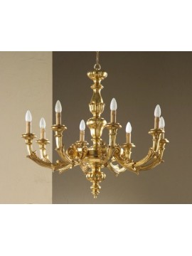 Classic chandelier in gold leaf wood 8 lights Esse 785/8