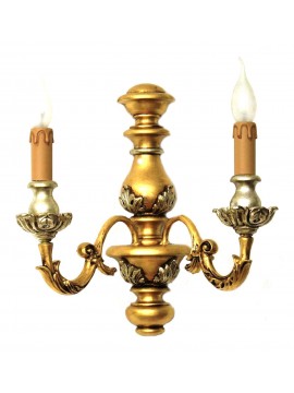 Applique classico in legno foglia oro-argento 2 luci Dbs 100/A2